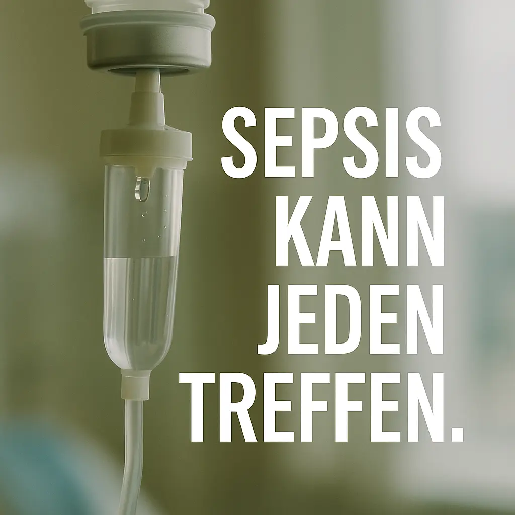 Sepsis kann jeden treffen: Infusionsbeutel mit Tropfkammer auf einer Krankenstation