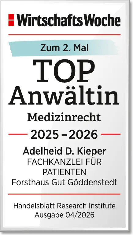 Auszeichnung der WirtschaftsWoche: Top-Anwältin Medizinrecht 2025 bis 2026, Adelheid D. Kieper